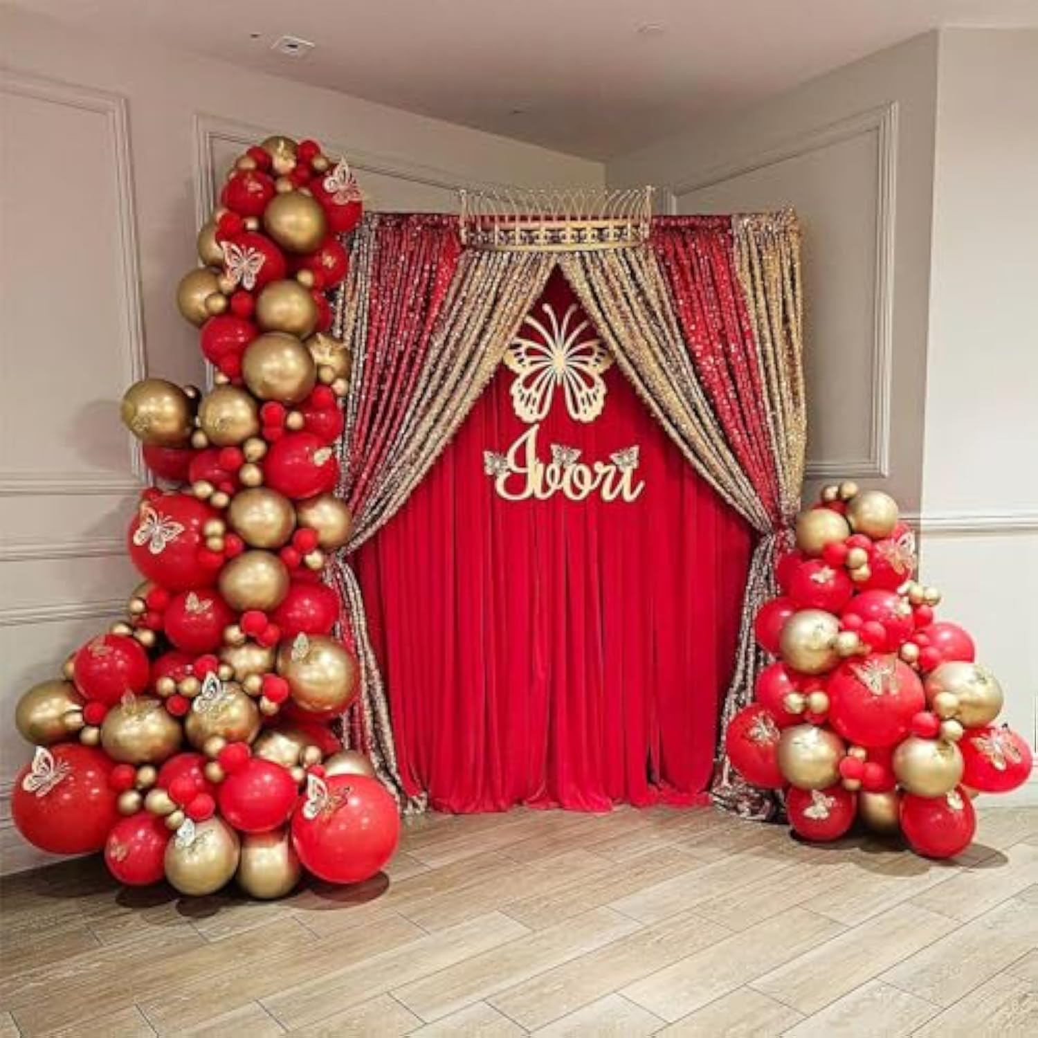 Red and Gold Balloon Garland Kit: 120-Piece Party Arch