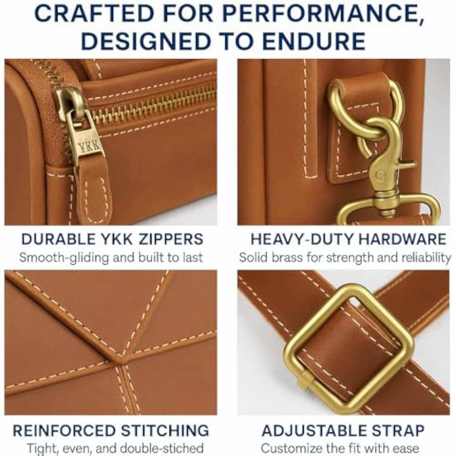 Full Grain Leather Briefcase For Men, Light Brown, 17"(W) X 13"(H) X 5"(D), Fits 15.6 Inch Laptop