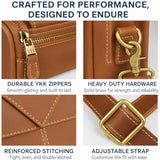 Full Grain Leather Briefcase For Men, Light Brown, 17"(W) X 13"(H) X 5"(D), Fits 15.6 Inch Laptop