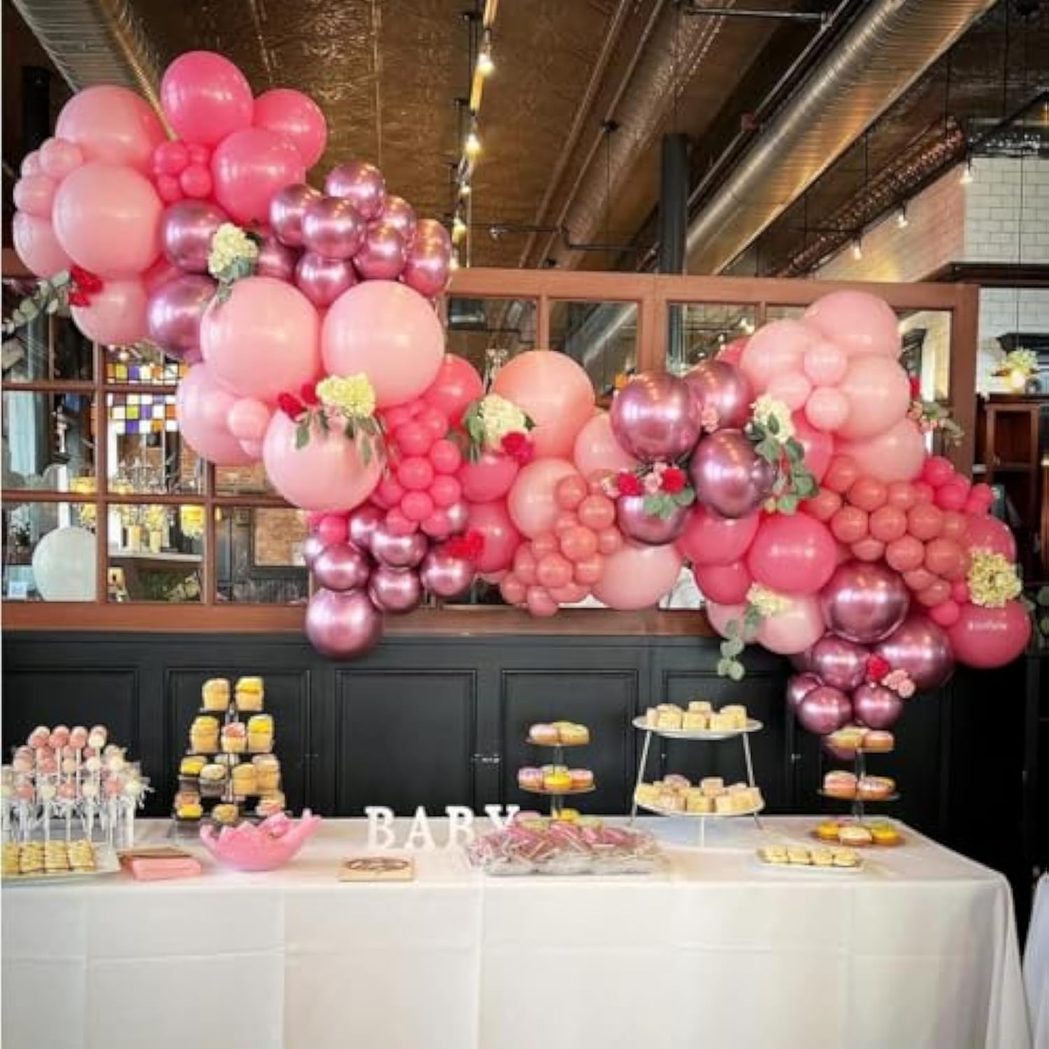 Pink Balloon Arch Kit, 140Pcs Pastel Light Metallic Pink And White Balloons With Pink Confetti Balloon Garland Kit For Birthday, Wedding, Engagements, Baby Shower, Anniversary Party Decoration