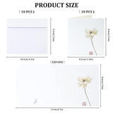 10Pcs All Occasion Greeting Cards With Envelopes Blank Inside, Printable Botanical Notecard Set, 3X3In Simple Plain Half Fold Note Card Small, Vintage Stationary Card (Lotus)