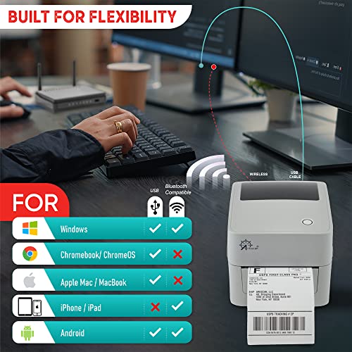 2054K-Bp Shipping Label Printer Support Bluetooth-Enabled Computer Device Over Wireless Or Usb Connection, Works W/Ios Android Windows Macos Chromeos For 4X6 Direct Thermal Label, Not Wifi