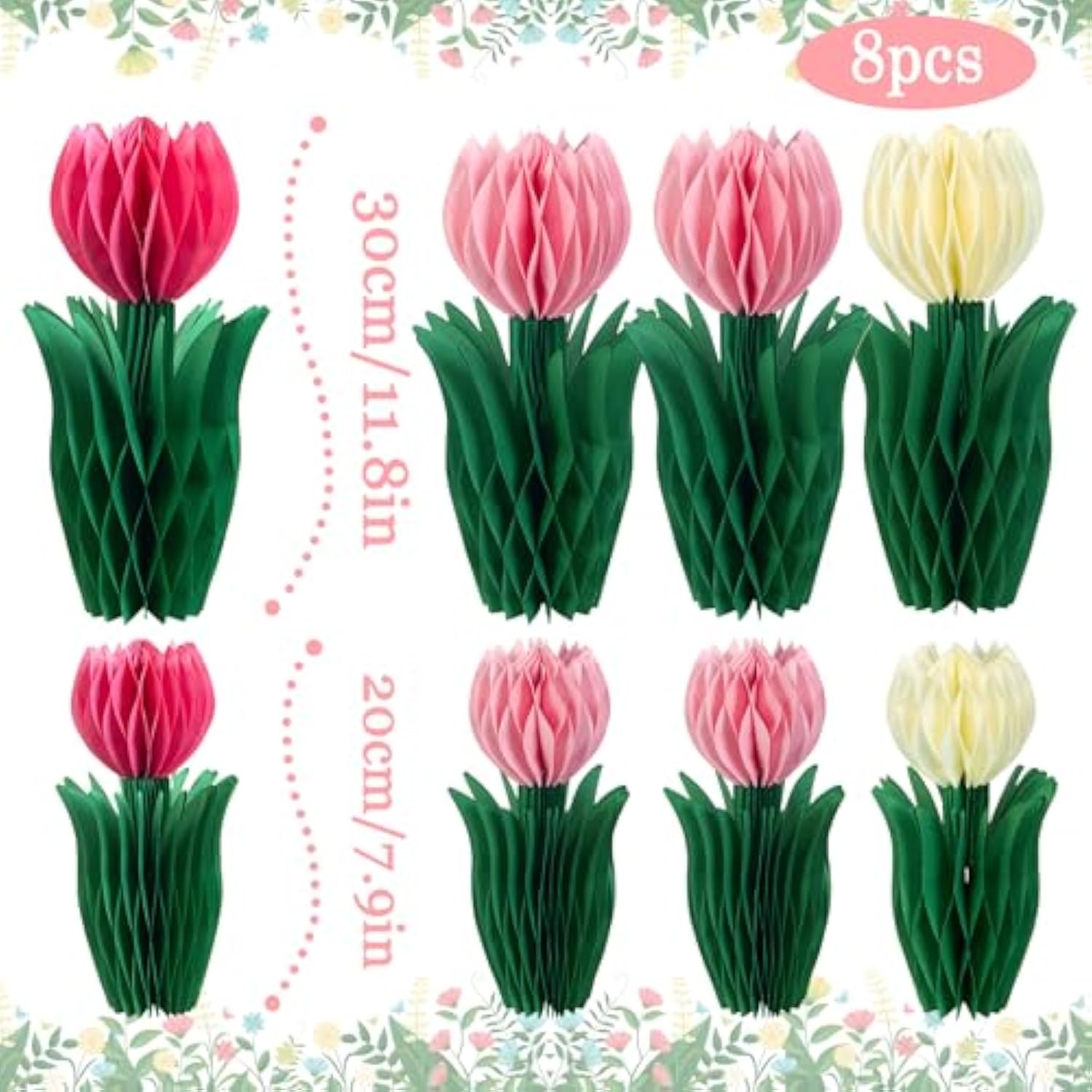 8 Pcs Honeycomb Decoration, Tulip Decorations, Spring Decoration For Office, Garden Party, Table Centerpieces, Mother'S Day Decor, Spring Hanging Decor