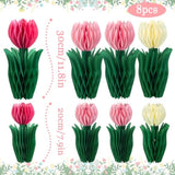 8 Pcs Honeycomb Decoration, Tulip Decorations, Spring Decoration For Office, Garden Party, Table Centerpieces, Mother'S Day Decor, Spring Hanging Decor