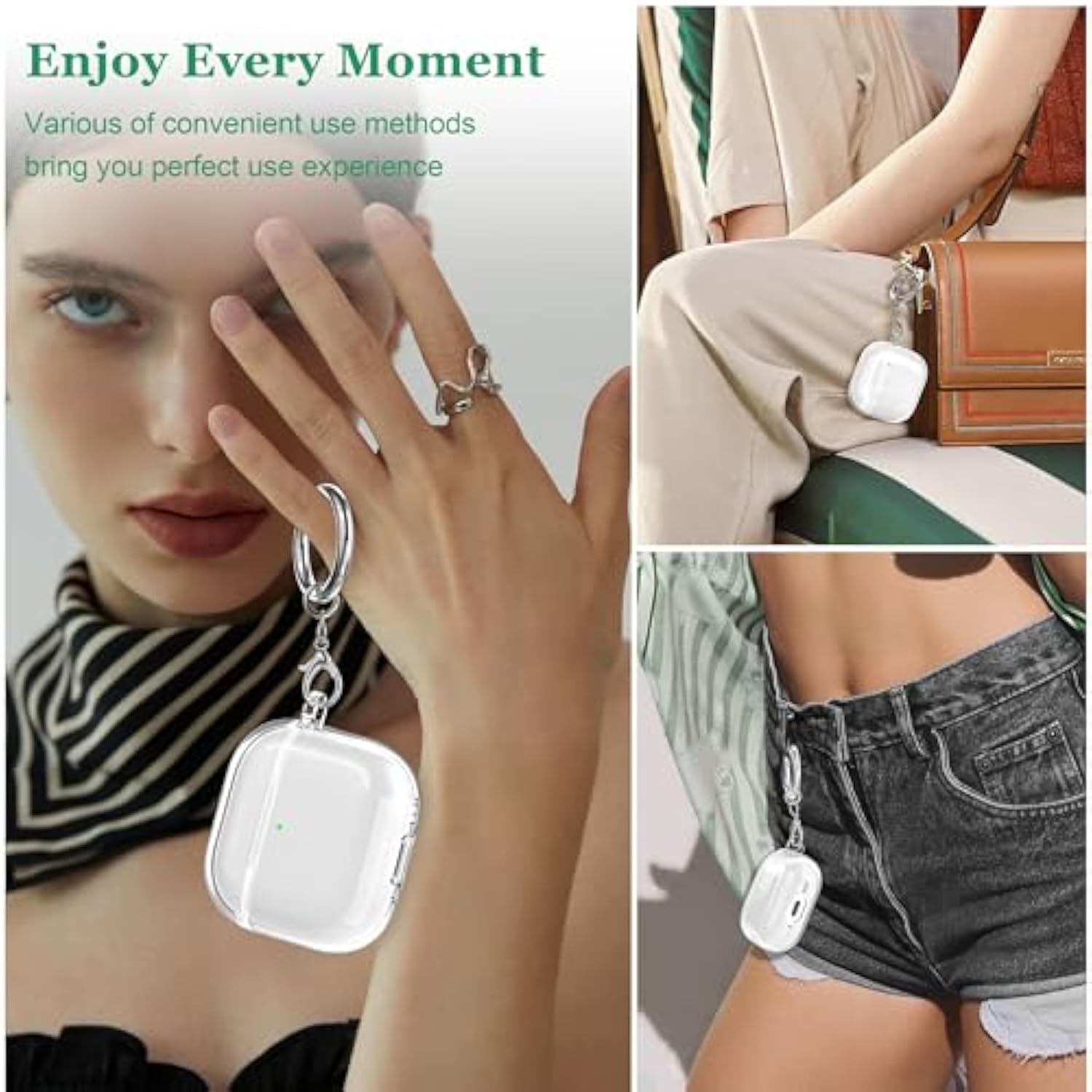 For Airpods 4Th Generation Case Cover 2024, Military-Grade Shockproof, Soft Tpu Highly Transparent Anti-Yellowing For Airpods 4 Case With Cleaning Kit & Cute Round Buckle, Clear White