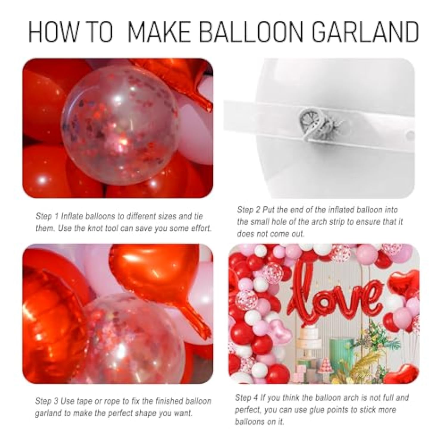 260Pcs Valentines Day Balloon Arch Kit, Galentines Love Balloon Garlan