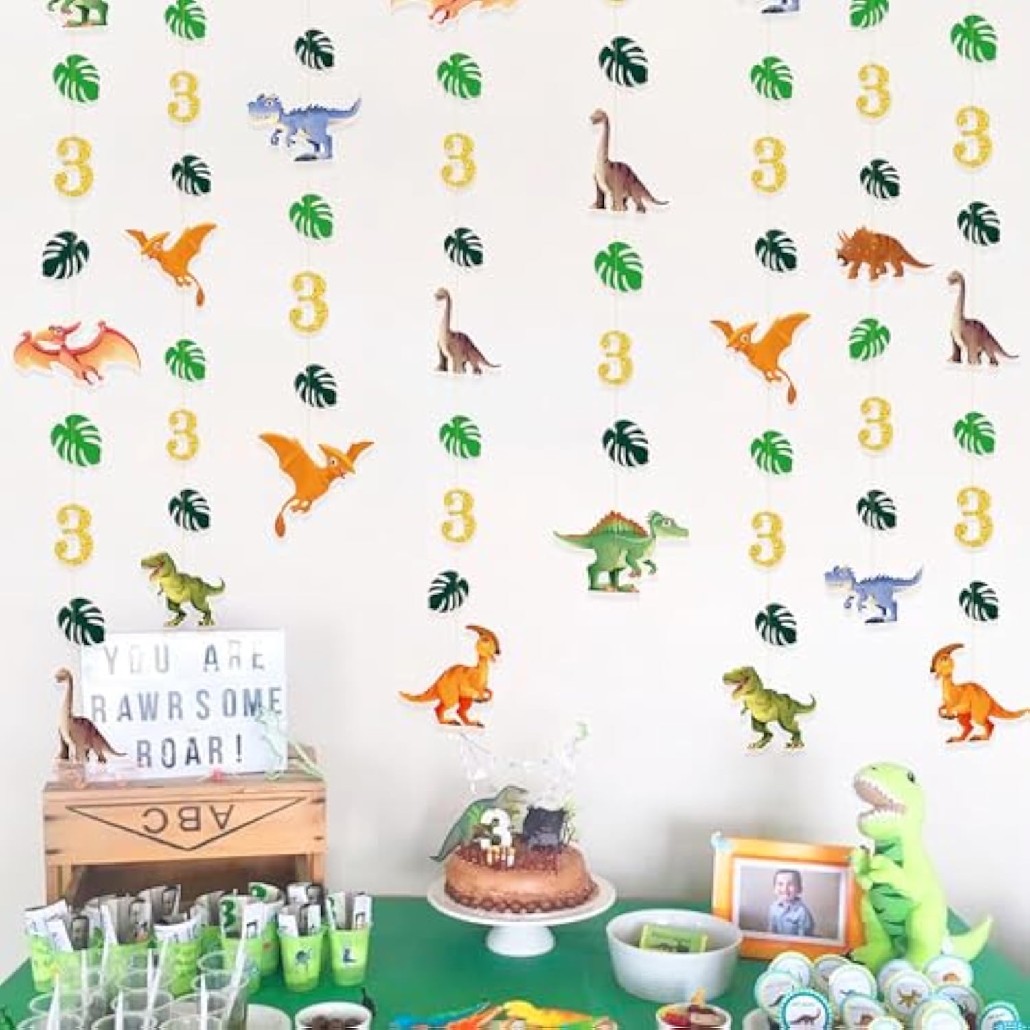 52Ft Dinosaur 3rd Birthday Decorations – Dino Banner, Garland & Party Supplies
