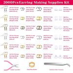 Earrings Hooks For Jewelry Making, 2000Pcs Kit With Fish Hook Earrings, Cards, Plier, Backs And Jump Ring For Earring Repair