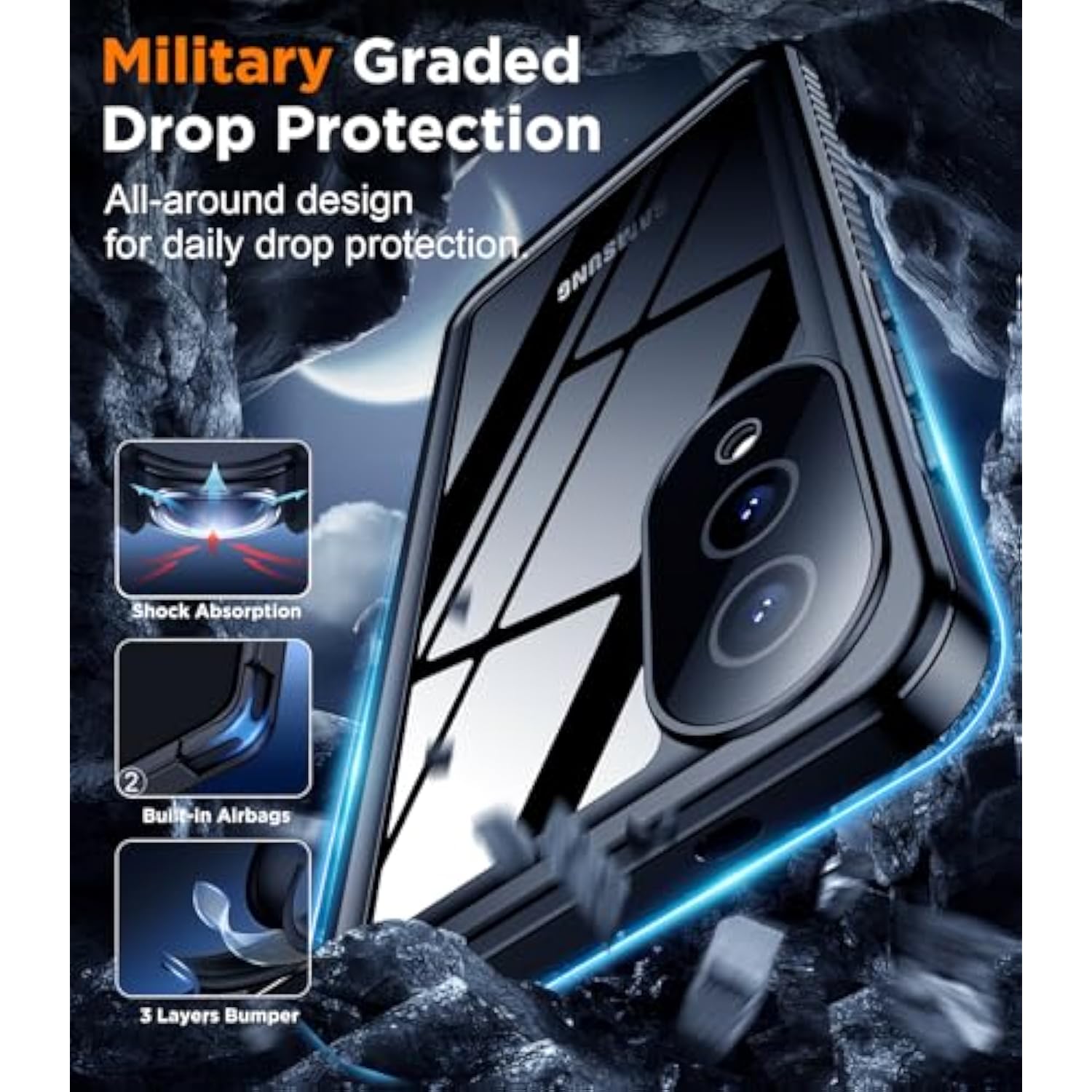 For Samsung Galaxy S25 Edge Case Waterproof, Built-In Lens & Screen Protector Military Grade Shockproof Dropproof Ip68 Underwater Full Body Phone Case For Galaxy S25 Edge 6.7"-Black