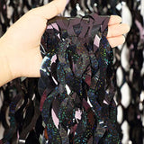 3 Pack Black Foil Fringe Curtains 3.3x6.6ft Sparkle Backdrop for Halloween Party Decor