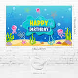 Under the Sea Birthday Banner Backdrop 73x43 Inch for Party or Photo Decor