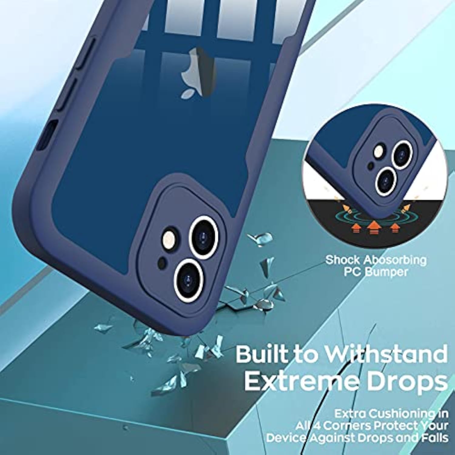 Clear Design iPhone 12 Case Full Body Protection - Blue