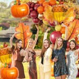8pcs Fall Foil Balloon Set Pumpkin Acorn Maple Leaf Orange Balloons for Autumn Party