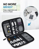 Large Electronics Travel Organizer Case, Tech Accessories Cord Storage Bag For Phone, Power Bank, Sd Card, Cables, Black