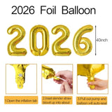 40 Inch 2026 Gold Number Balloons for New Year Party and Celebrations