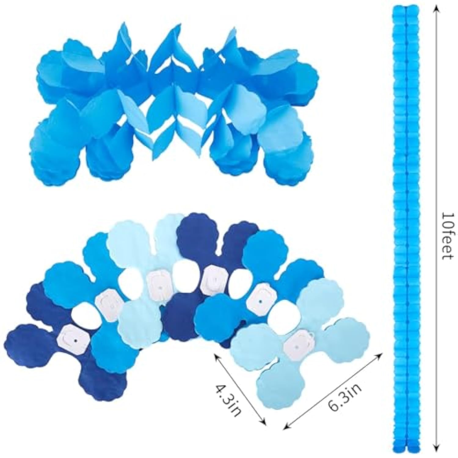 6Pcs Blue White Four-Leaf Clover Tissue Garlands for Frozen Party Decor