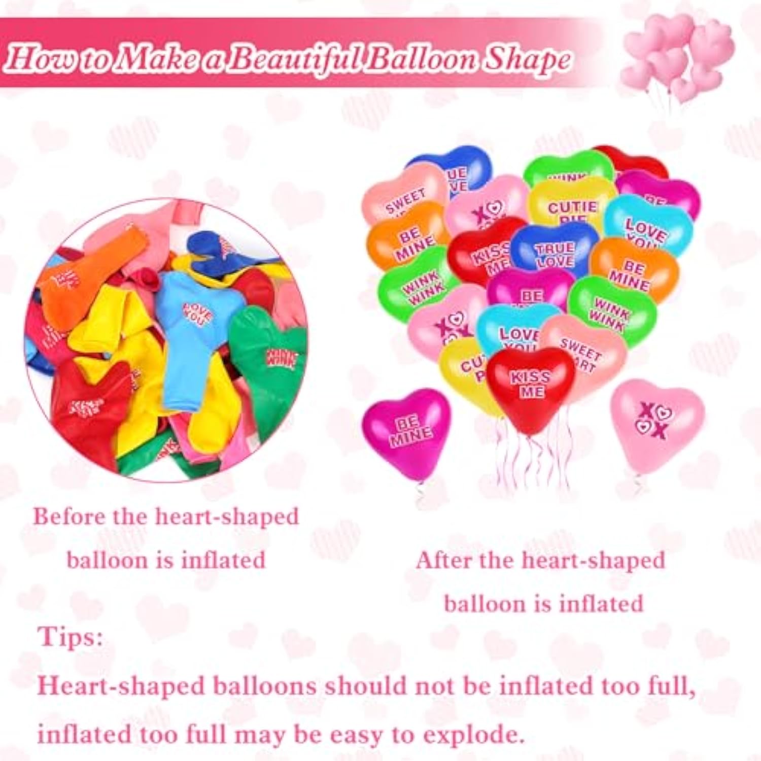 36Pcs 12 Inch Heart Shaped Valentine'S Day Balloons Candy Heart Latex Balloons Happy Valentines Day Heart Party Balloons For Engagement Anniversary Valentine'S Decorations Supplies