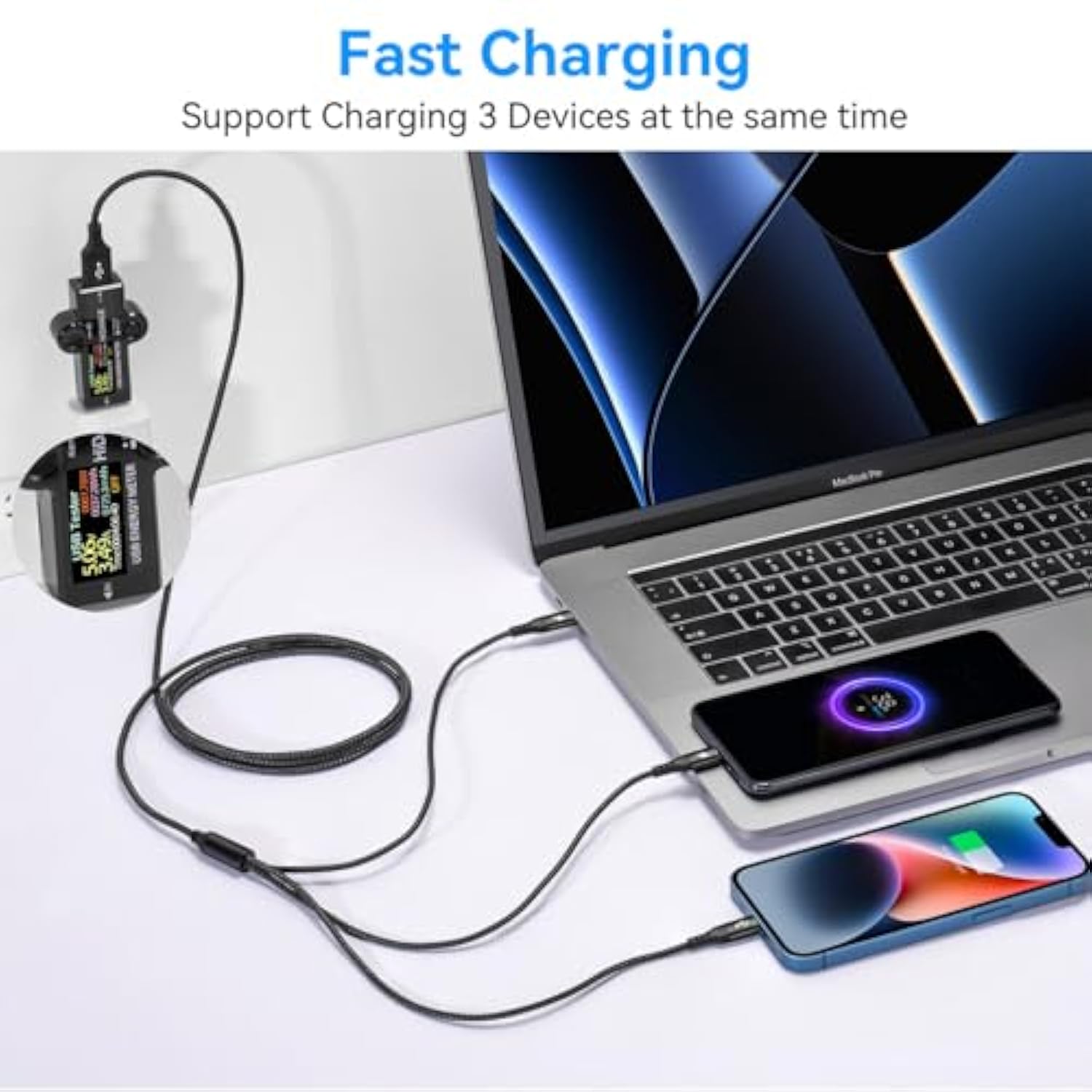 2Pack Multi Charger Cable [3.5A/6Ft] 3 In 1 Braided Usb Fast Charging Cable With Ip/Type C/Micro Usb Ports Adapter For Phone 15/14/13/12/11/X/8/7/Samsung Galaxy/Pixel/Htc/Lg/Huawei/Tablets.