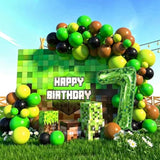 40-Inch Giant Green Pixel Miner Balloon – Number 7 for Mining Theme Party