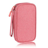 Electronics Organizer Bag Pouch Cable Charger Organizer Travel Shockproof Cord Carrying Case For Earphone Powerbank Usb Hard Drive Sd Card (Pink)