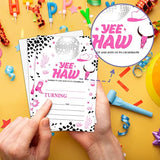 Space Cowgirl Birthday Party Invitation, Pink Disco Cowgirl Themed Fill-In Invites, 20 Invitations With Envelopes (4" X 6"), Adults Nashville Rodeo Party Favors Decorations And Supplies -42