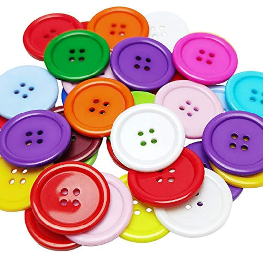 Mix Color Plastic Resin Circle Big Button 4 Holes Diy Craft Sewing 30M