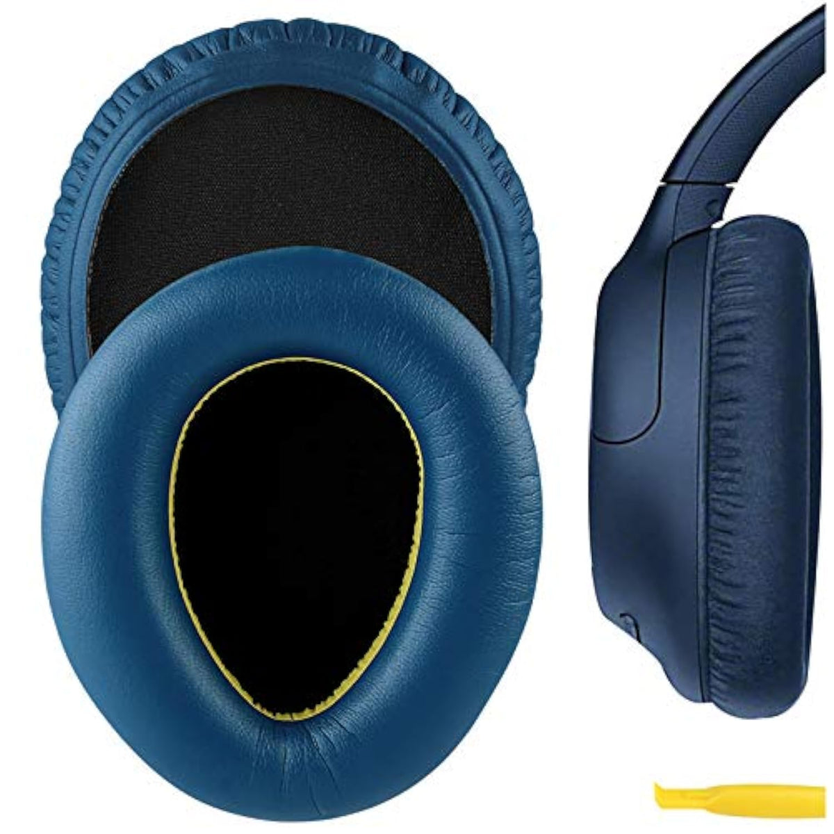 Geekria QuickFit Replacement Ear Pads Compatible with Sony WH-CH700N, WH-CH710N, WH-CH720N Headphones, Ear Cushions with Video Guide (Blue)