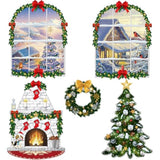 Christmas Wall Decor Fireplace Backdrop Decorations Photo Background Window Winter Christmas Tree Wreath Backdrop For Home Halloween Birthday Party Decor(Trendy)