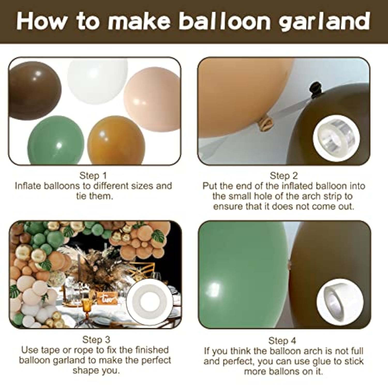 142PCS Sage Green & Brown Balloon Arch Kit for Jungle, Safari, Woodland Decor