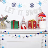 Silver Glitter Let It Snow Banner Winter Snowflake Garland Banner Wool Felt Ball Pom Pom Garland For Christmas Holiday Party Decorations