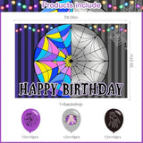 Wednesday Birthday Party Supplies, Cartoon Wednesday Family Party Favors, Cartoon Party Decorations Include Backdrop, Balloons