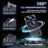 Compatible With Iphone 17 Pro Max Camera Lens Protector - [Not Easy To Break][Strong Adsorption][Case-Friendly] Metal Tempered Glass Rear Camera Screen Cover - Black Titanium