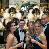 60-Pack 12-Inch Black, White, and Gold Balloons for Parties and Celebrations