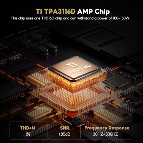 800X 8 Inch Powered Subwoofer 150W, 24bit/48KHz HD Audio Active Speaker, Deep Bass Speaker for TPA3116 TPA3255 Integrated Amplifier Home Theater,