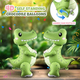 2 Pack Self Standing 4D Alligator Crocodile Balloons Foil Inflatable Balloons For Birthday Jungle Safari Theme Party Baby Shower Decorations