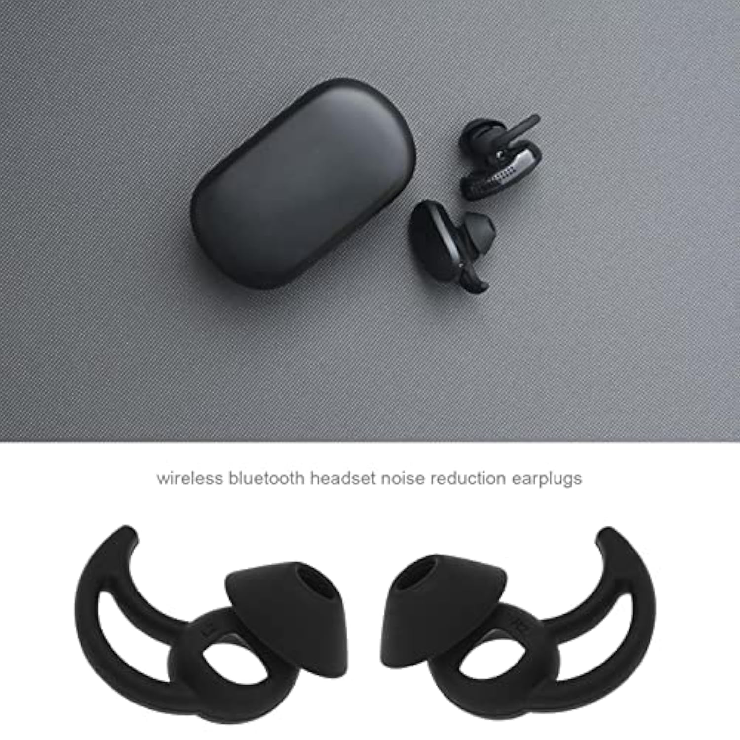 3 Pairs Earbuds Cover Silicone Earhooks Ear Loops In-Ear Earbuds Tips With Wings Compatible With Bo-Se Quietcomfort And Sport Earphones S M L Black