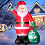 8 Ft Christmas Inflatable Santa Claus With Candy And Big Gift Bag Outdoor Decor, Blow Up Ip44 Weatherproof Xmas Decorati