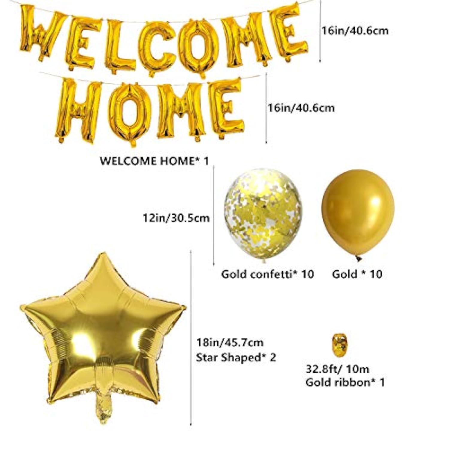 24pcs Welcome Home Letter Banner with Star Confetti Balloons for Military Party Decor