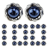 100Pcs Blue Pearl Buttons Half Resin Dome Cap Plastic Base Single Hole