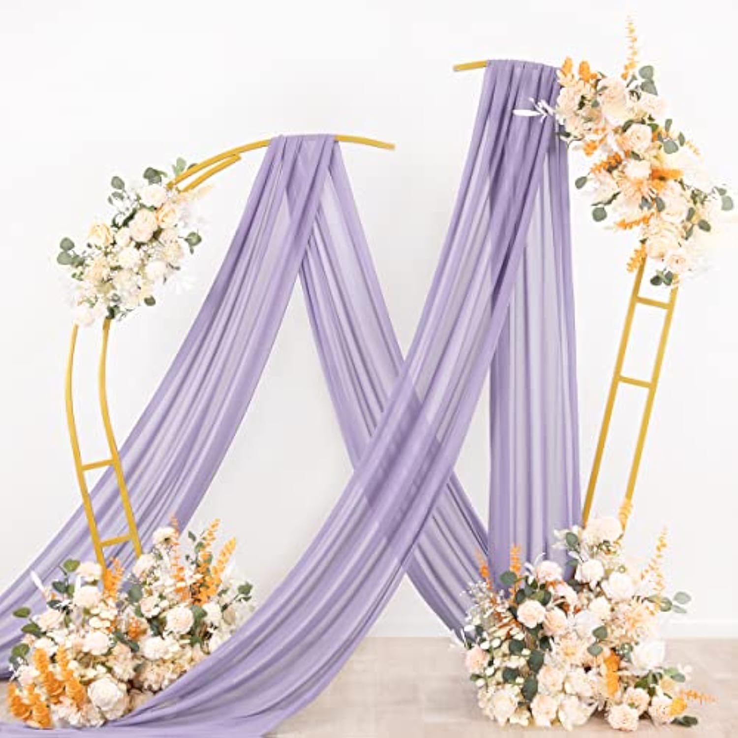 Lavender Purple Wedding Arch Draping 29" x 19FT Sheer Chiffon Curtain for Party