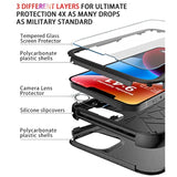 For 14 Case [Shockproof] [Dropproof] [Tempered Glass Screen + Camera Lens Protector] Heavy Duty Protection Phone Case Cover For 14 6.1Inch