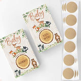 Baby Shower Game – Woodland Scratch Off Cards For Boy Or Girl, Forest Animal Theme, 30 Cards & Stickers