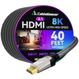 Long 8K Hdmi 2.1 Cable 40Ft, 48Gbps Ultra Hd Lead High Speed Cord Connector, S