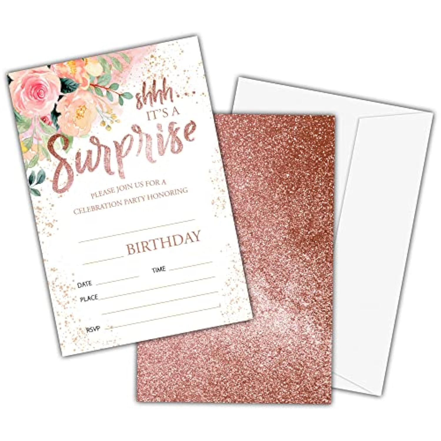 Birthday Party Invitation Cards For Kids, Shhh It'S A Surprise Party Invites, Cards For Girls Boys, Party Celebration For Teens, Party Supplies, Decoration, Personalized 20 Cards With Envelopes(D004)