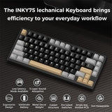 Mk Inky75 Mechanical Keyboard With Full Aluminum Wireless Mechanical Gaming Keyboard, 75% Layout Mechanical Keyboard Bt/2.4G/Usb-C,Hot Swappable, Creamy Sounding, Rgb/Pp/4000Mah(Raven Black)
