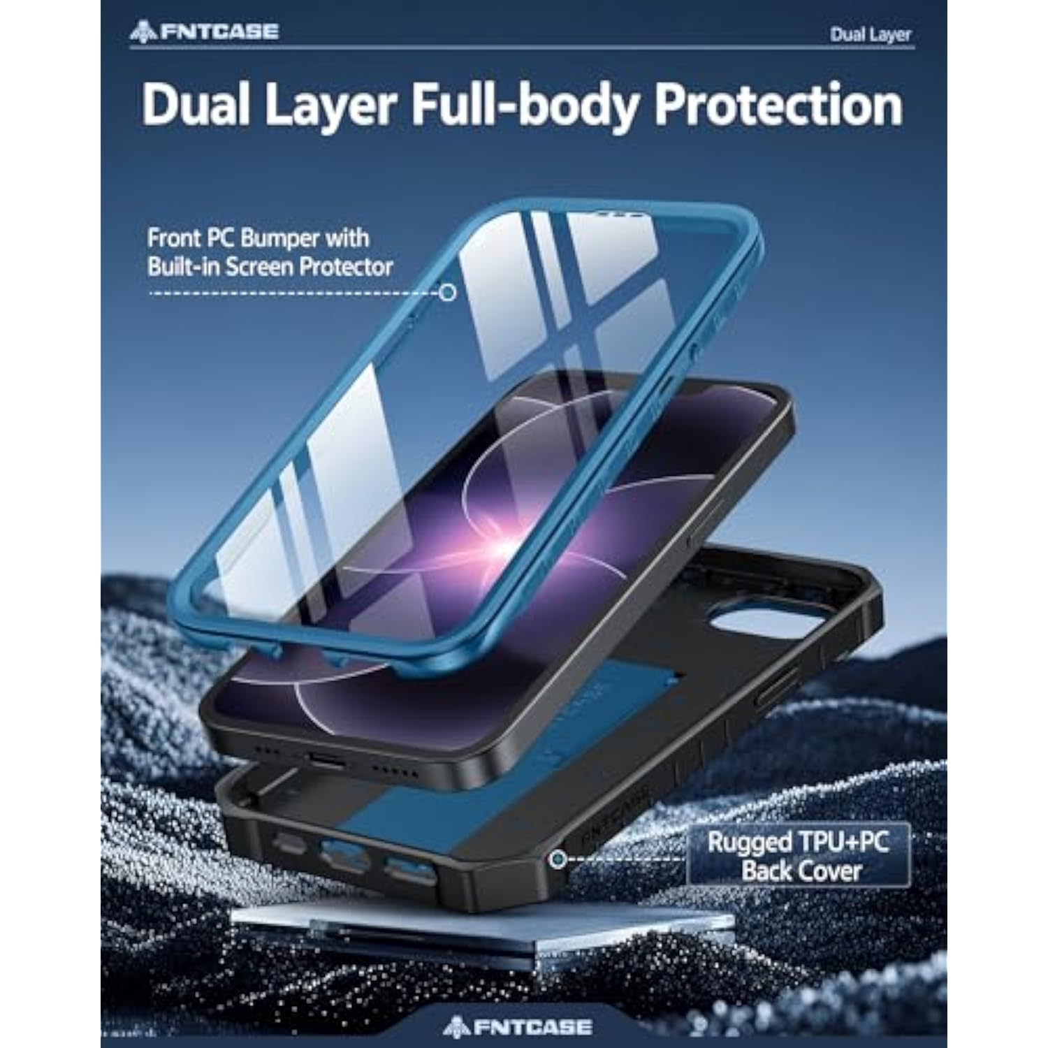 iPhone 17e Case with Built-in Screen Protector and Kickstand for iPhone 17e/16e