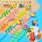 101Pcs Summer Pool Party Favors Beach Birthday Supplies, Drinking Straw Mini Bubble Wand Silicone Bracelet Keychain Sticker, Luau Classroom Goodie Bag Stuffer Pool Games For Kids 3-5 4-8 8-12