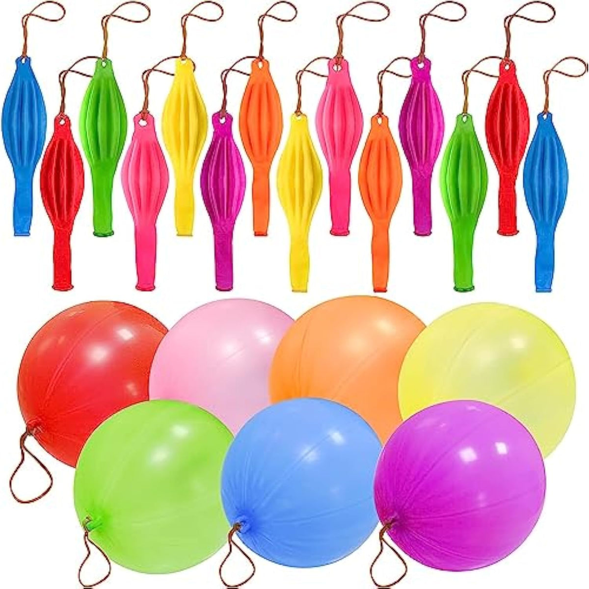 48Pcs Punch Balloons Neon Punching Balloons with Rubber Bands Party Favors