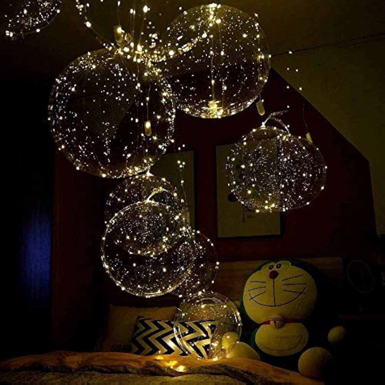 Party Led Balloons, 18 Packs Light Up Balloon Battery Included 3 Meters String Lights Inflated Size 22 Inches Clear Balloon, For Birthday Party Wedding Decorations (Warm White)