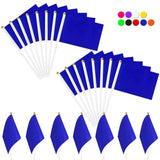 25 Pack Solid Blue Mini Flags on Sticks 5x8" for DIY and Party Decorations